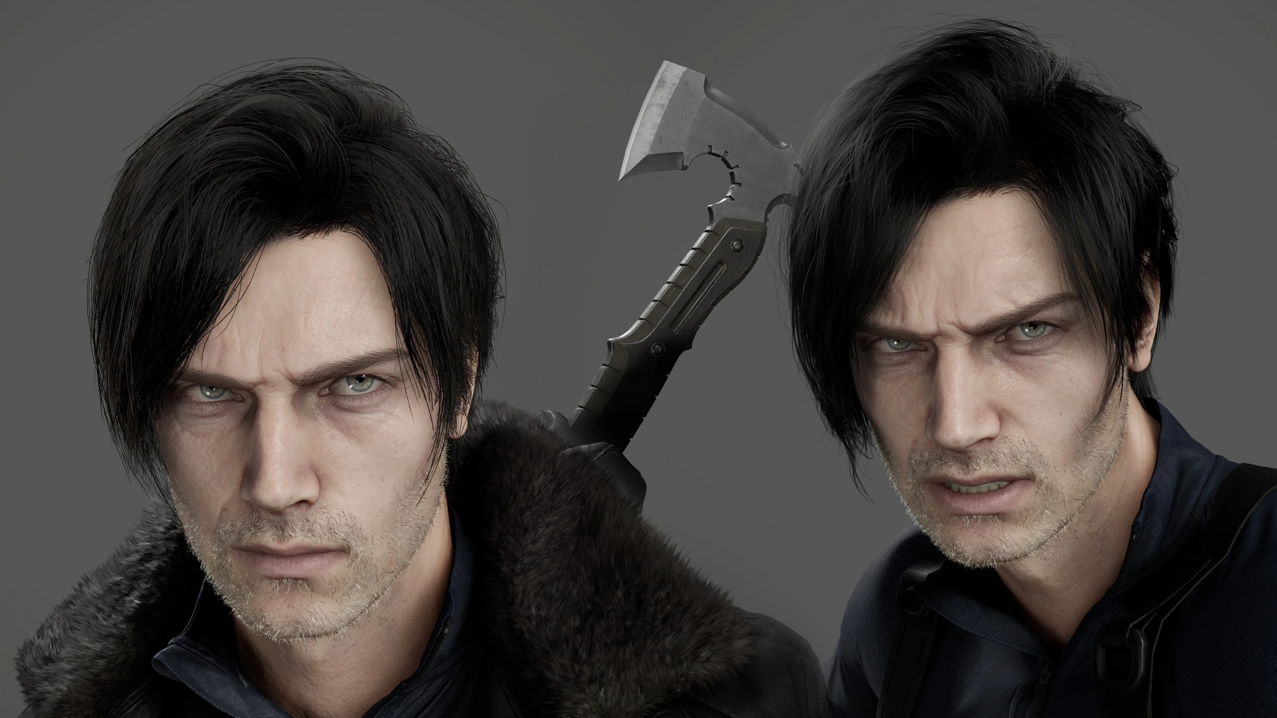 Чёрные и белые волосы для Леона